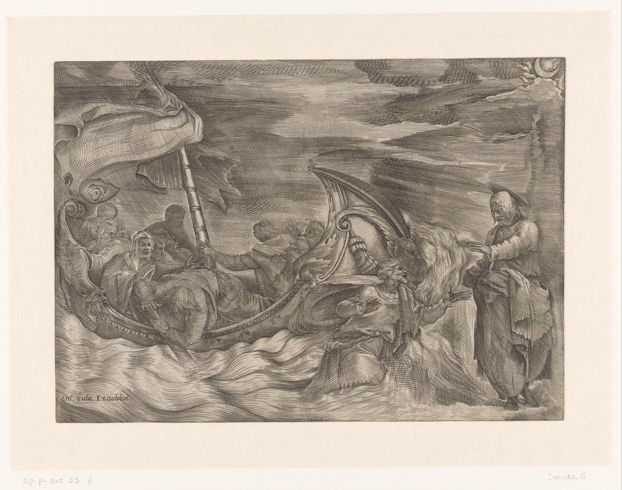 Cristo caminando sobre el agua de Giulio Sanuto (attributed to)