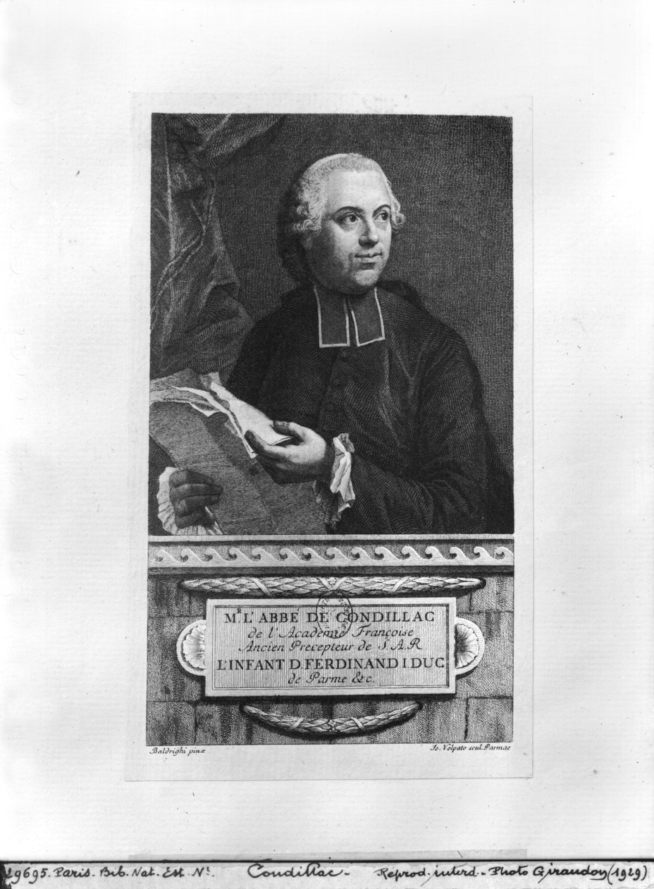 Etienne Bonnot de Condillac (1715-80) segunda mitad del siglo XVIII, grabado por Giovanni Volpato (1733-1803) de Giuseppe Baldrighi