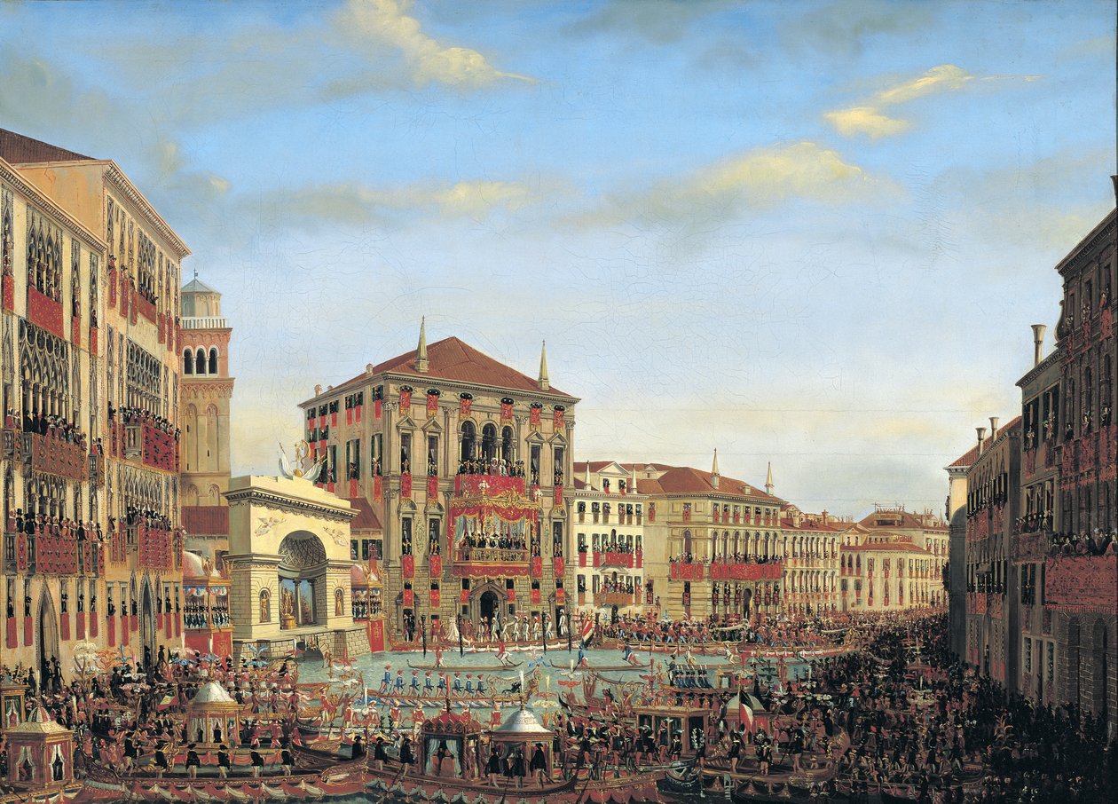 Napoleón I (1769-1821) Presidiendo una Regata en Venecia, 1807 de Giuseppe Borsato