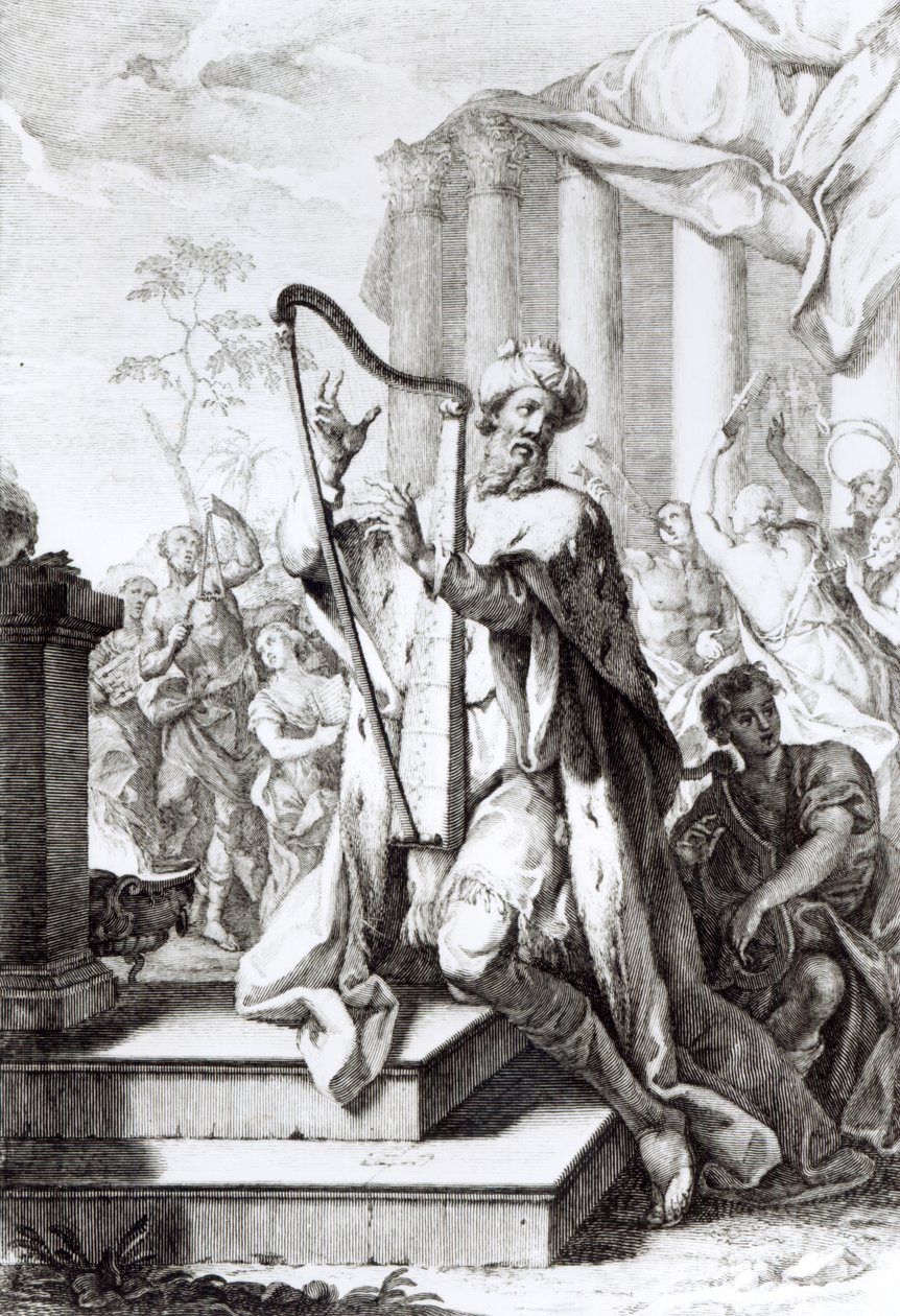 El rey David tocando la lira, grabado por A Faldanus de Giuseppe Camerata