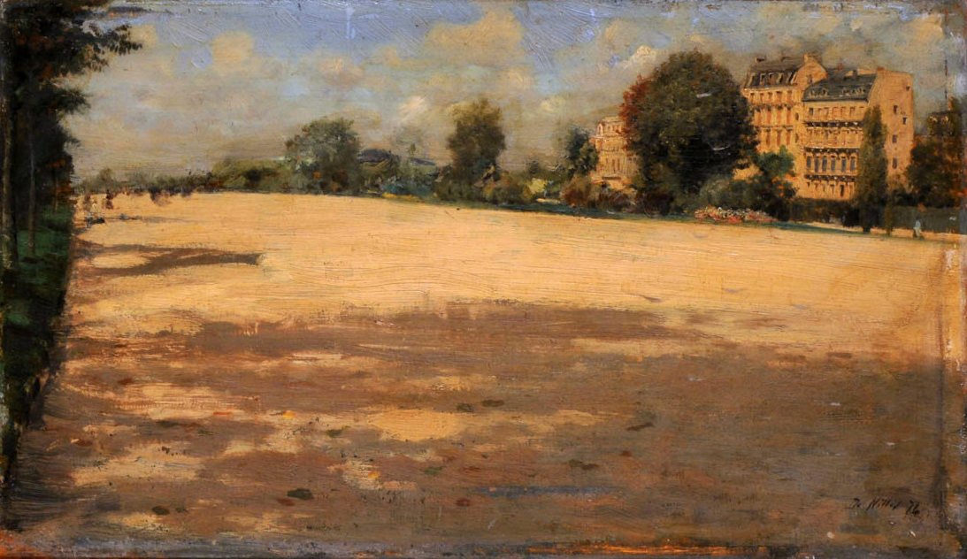 Paisaje Avenida del Bosque de Boulogne de Giuseppe de Nittis