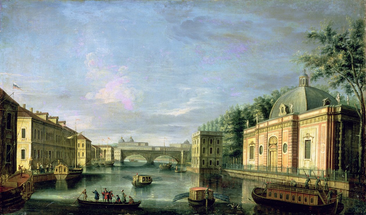 Vista del río Fontanka en San Petersburgo, 1750s de Giuseppe Valeriani
