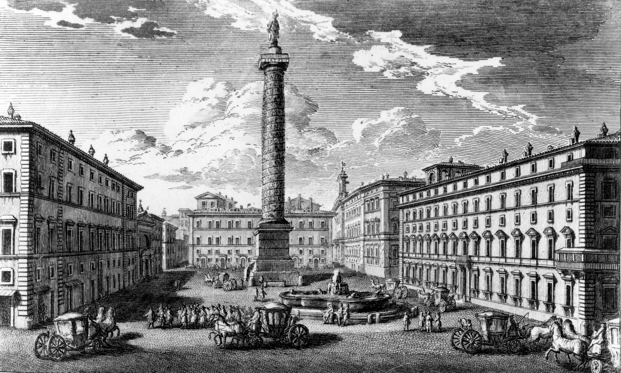 Vista de la Piazza Colonna, Roma, 1752 de Giuseppe Vasi