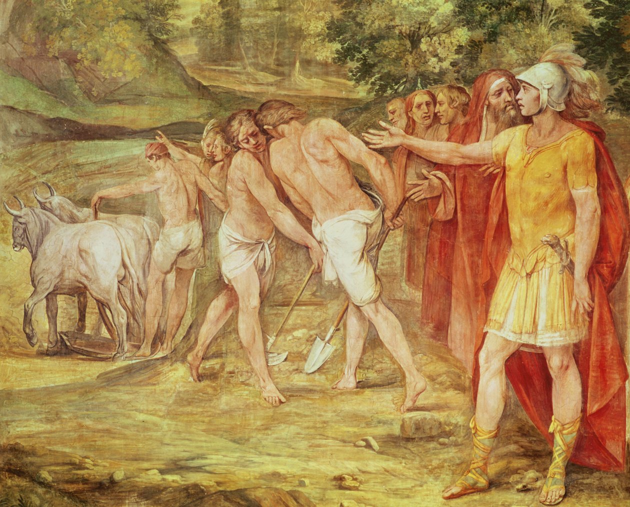 Rómulo marcando los límites de Roma, desde la Sala dei Horatii e Curatii (fresco) de Giuseppe Cesari