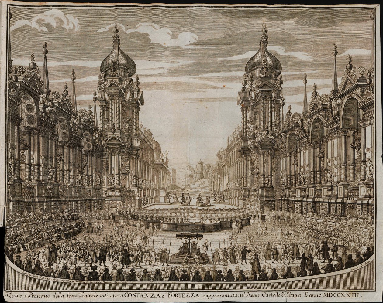 Ópera de Constanza y Fortaleza en el Castillo de Praga el 28 de agosto de Giuseppe Bibiena