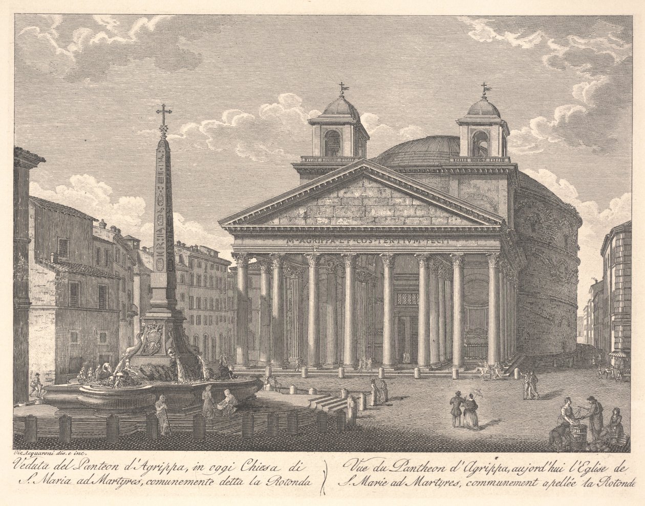 Vista del Panteón de Agripa de Giuseppe Acquaroni