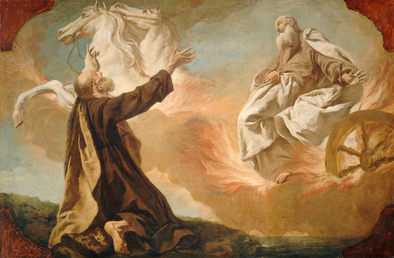 Elías llevado en un carro de fuego, c. 1740-1755 de Giuseppe Angeli