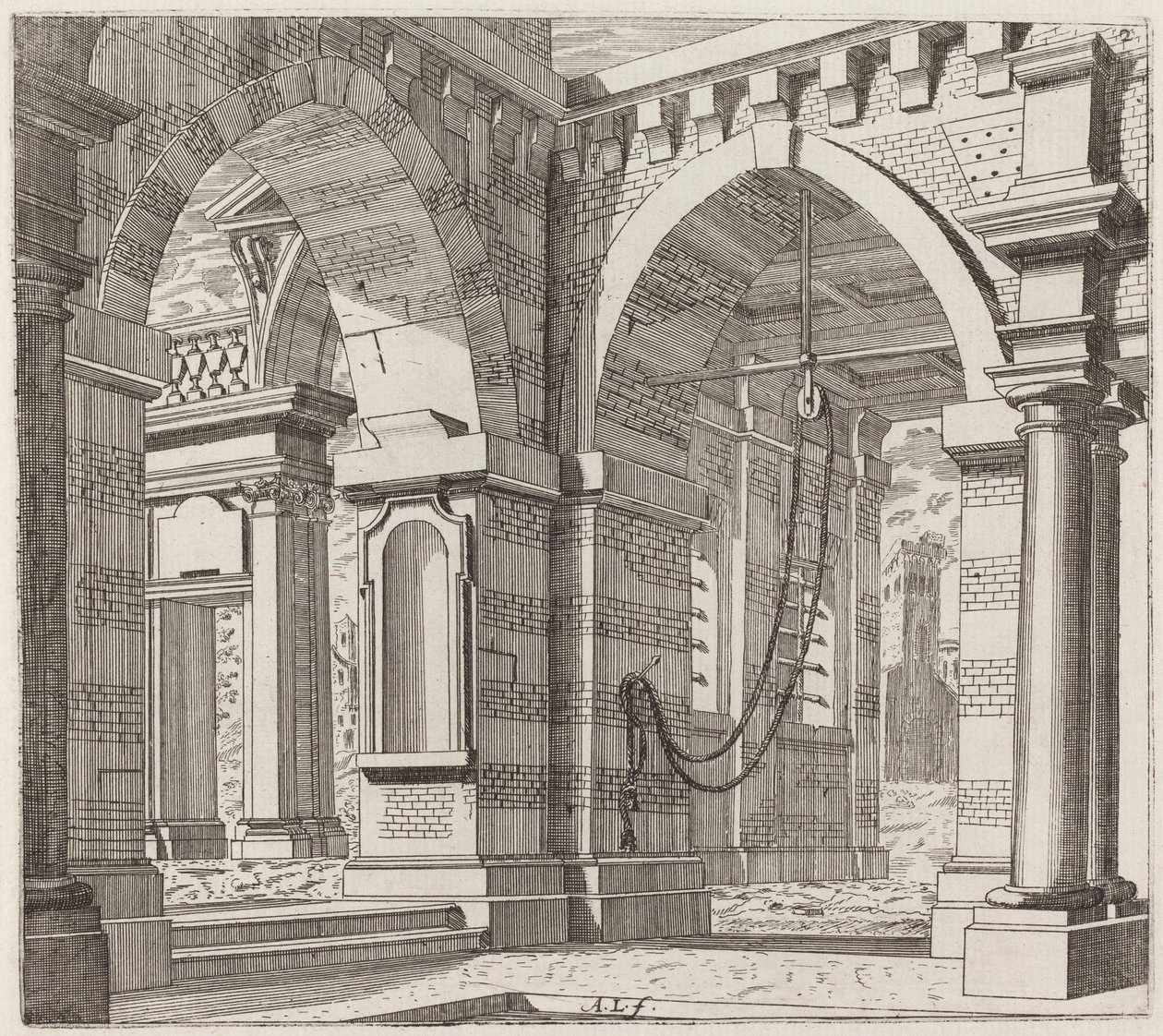 Fantasía arquitectónica con portales arqueados de Giuseppe Antonio Landi