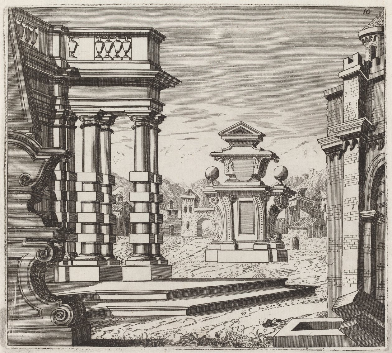 Fantasía arquitectónica con portales y monumentos de Giuseppe Antonio Landi