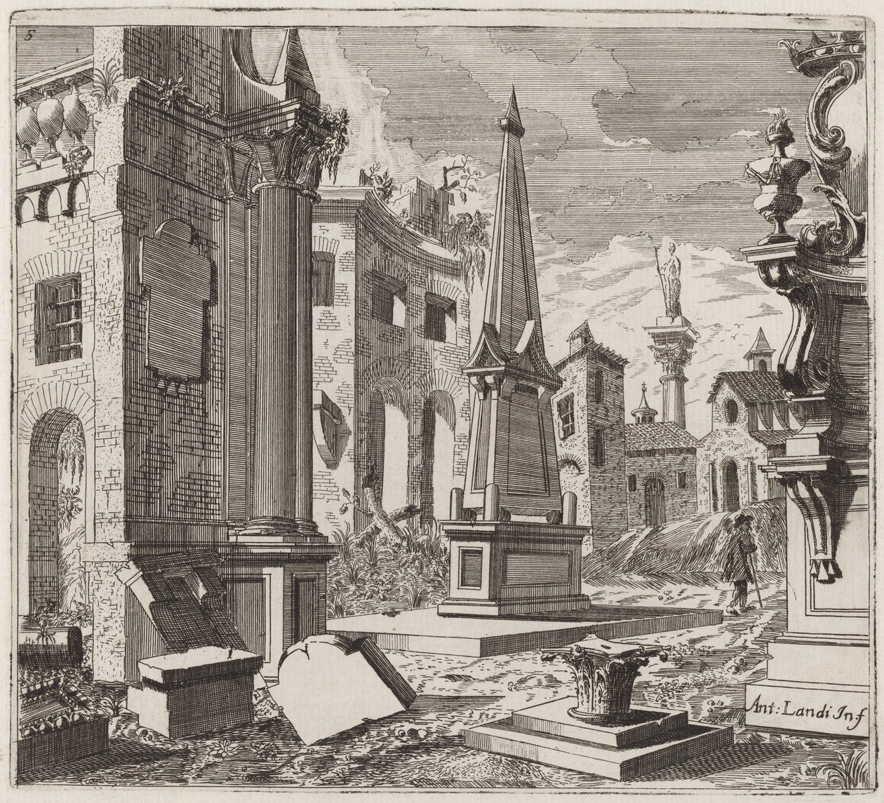 Paisaje fantástico con ruinas de Giuseppe Antonio Landi