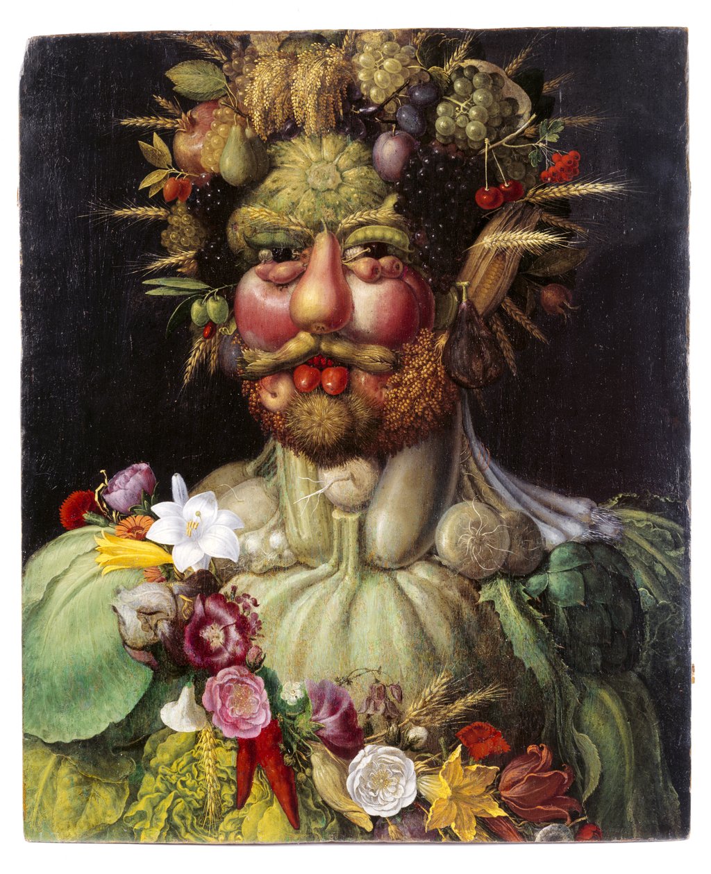 Etiqueta de Vertumnus QS:Lsv, «Retrato, alegoría» de Giuseppe Arcimboldo