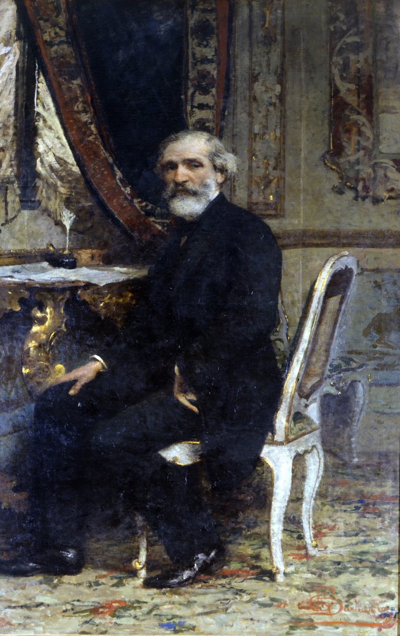 Retrato de Giuseppe Verdi, compositor italiano (1813-1901). Cuadro de Barbaglia. Gran Hotel y Milán de Giuseppe Barbaglia