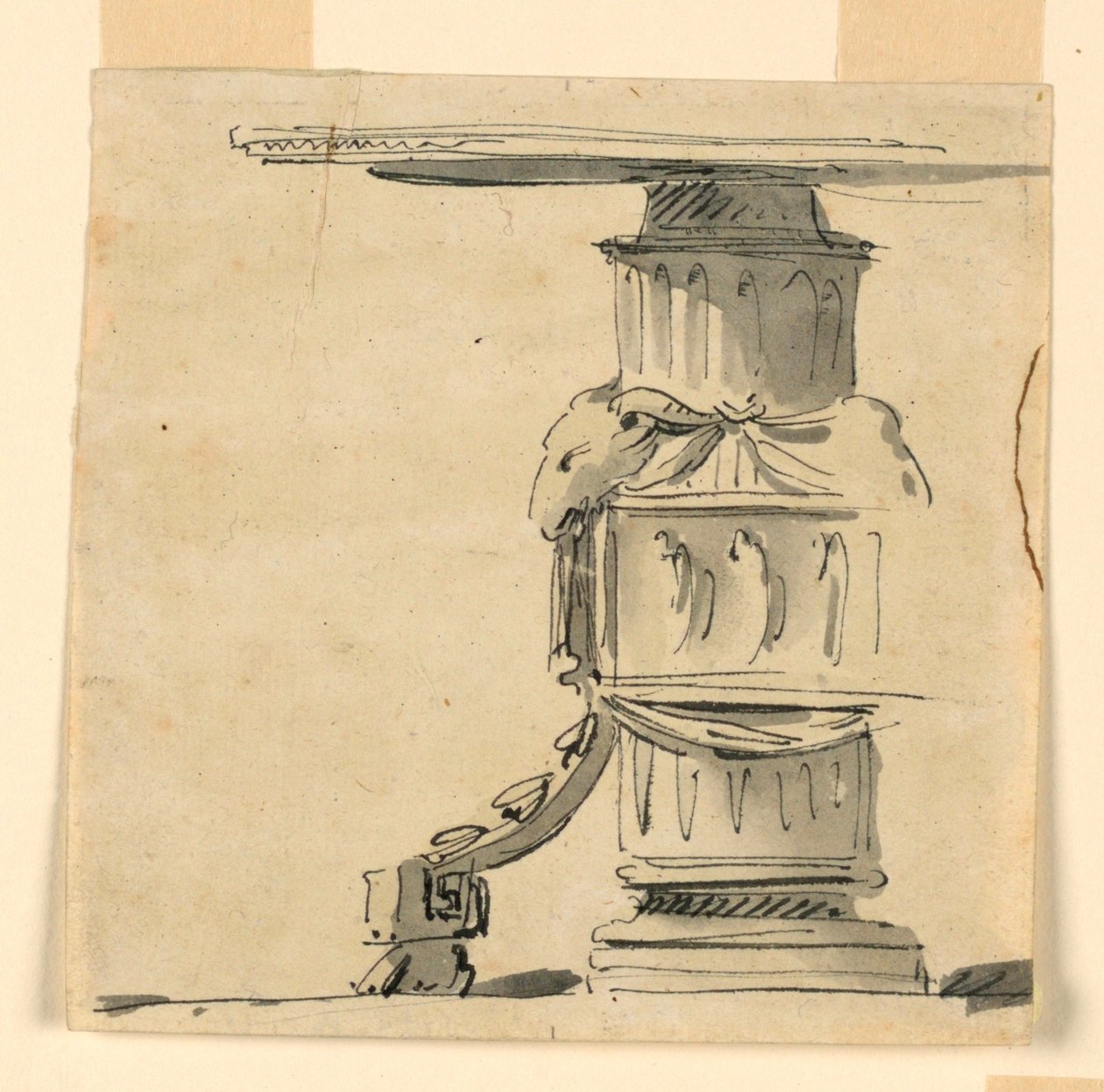 Diseño para una mesa con base decorada de Giuseppe Barberi
