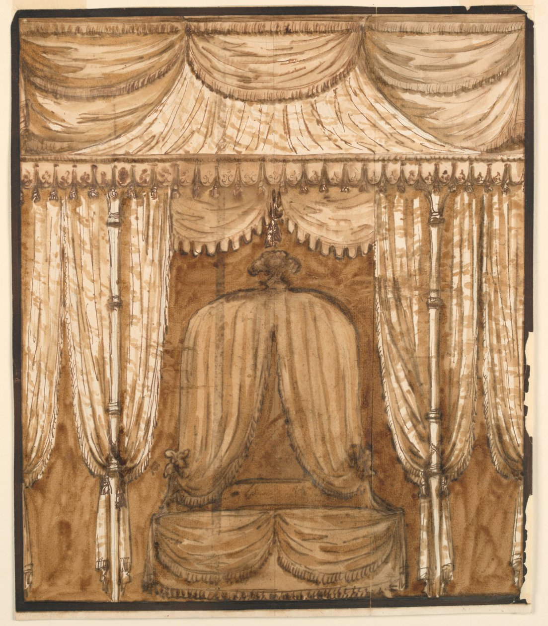 Dibujo, Alzado de una alcoba de cama, ca. 1790 de Giuseppe Barberi