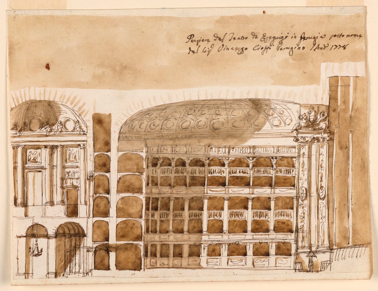 Sección de un teatro en Perugia de Giuseppe Barberi