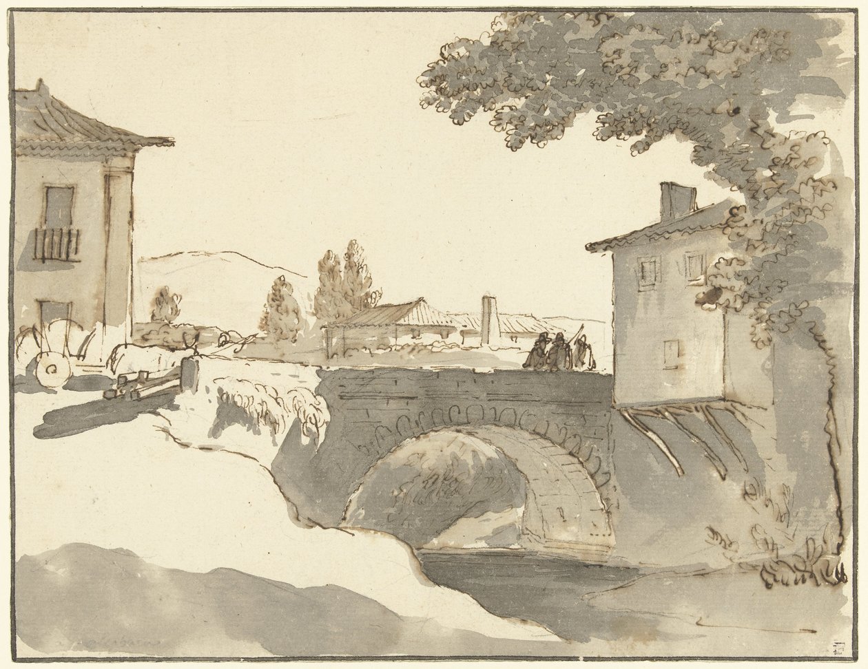 Vista del pueblo de Alcobaça en Portugal de Giuseppe Bernardino Bison (possibly)