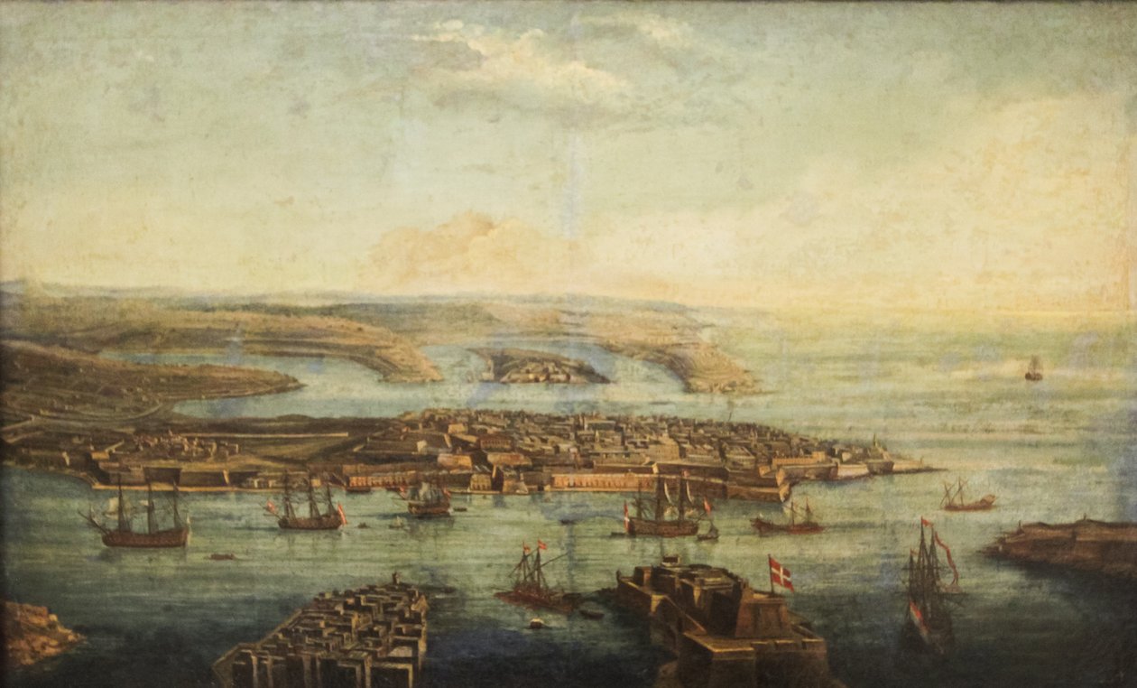 Una vista del Gran Puerto, Marsamxett y La Valeta de Giuseppe Caloriti