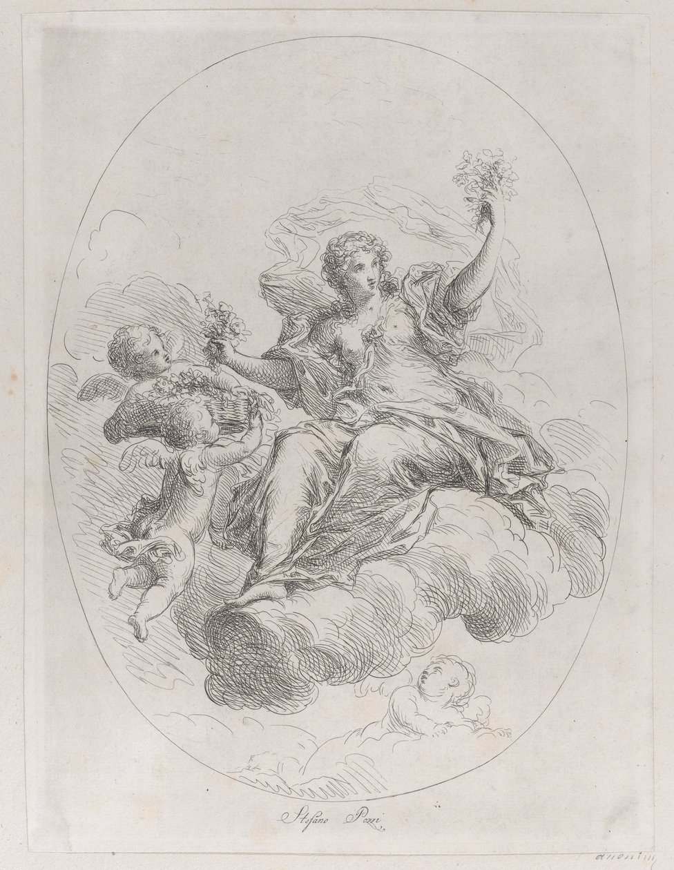 Figura alegórica en una nube con putti, después de Stefano Pozzi de Giuseppe Canale