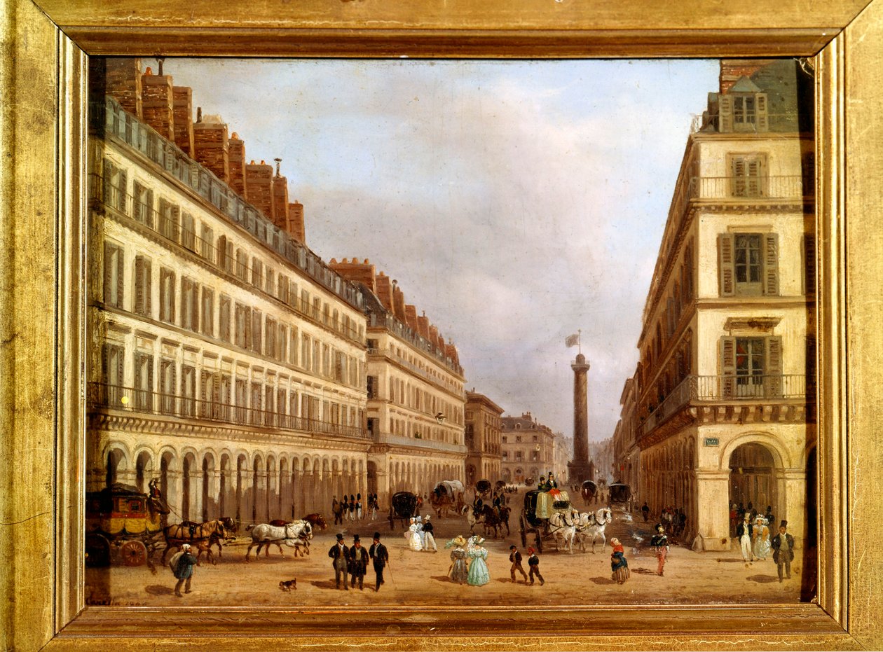 La rue Castiglione en París en 1829 (pintura) de Giuseppe Canella