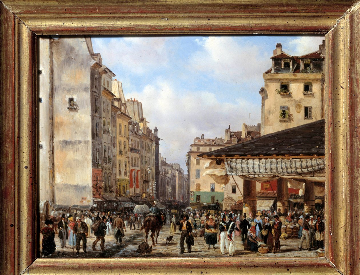 Les Halles y rue de la Tonnellerie en 1828: vista de París en el siglo XIX de Giuseppe Canella