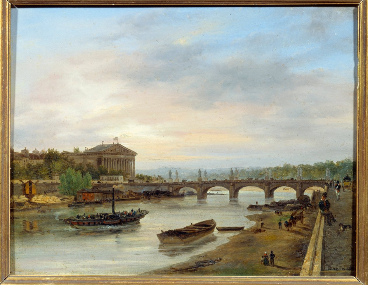 El Palais Bourbon y el Puente Luis XVI (Puente de la Concordia) vistos desde el Quai des Tuileries en París de Giuseppe Canella