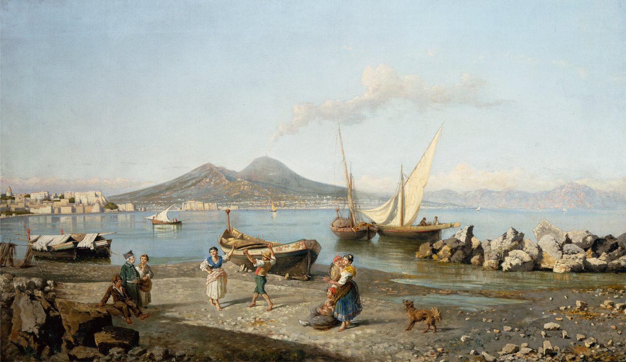 Vista de la bahía de Nápoles de Giuseppe Carelli