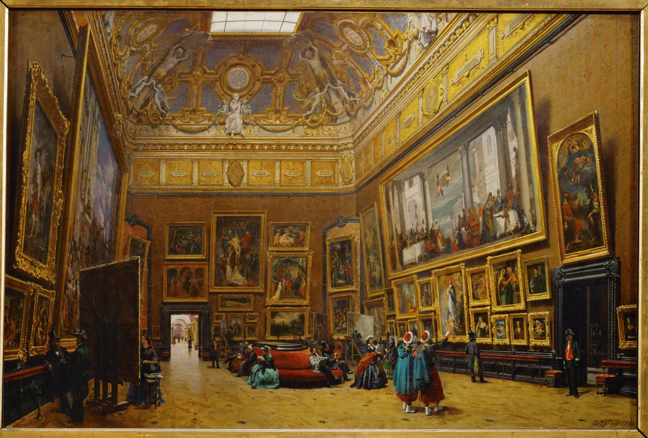 El Salón Carre del Museo del Louvre ... de Giuseppe Castiglione
