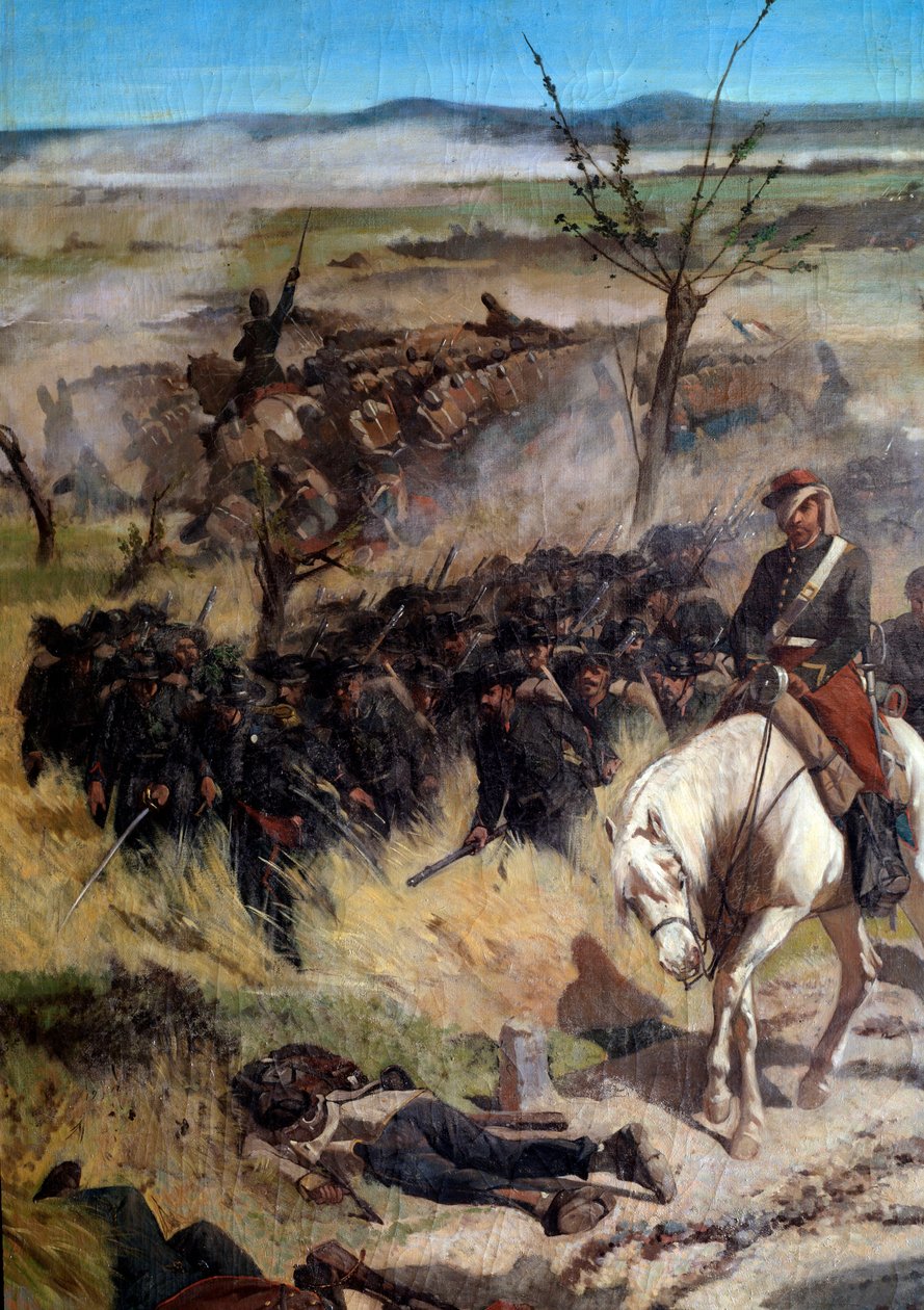 Detalle del campamento italiano, de La batalla de Magenta en 1859 de Giuseppe Fattori