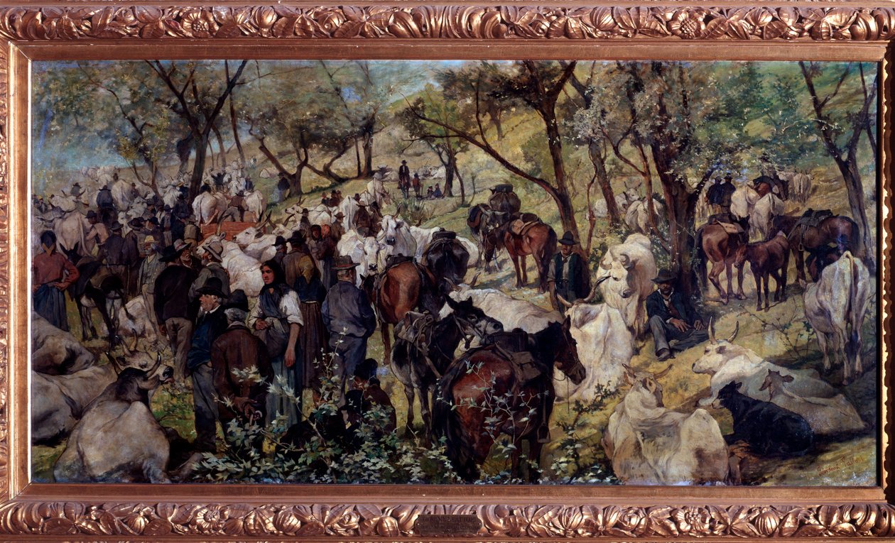 El mercado en San Godenzo, Toscana de Giuseppe Fattori