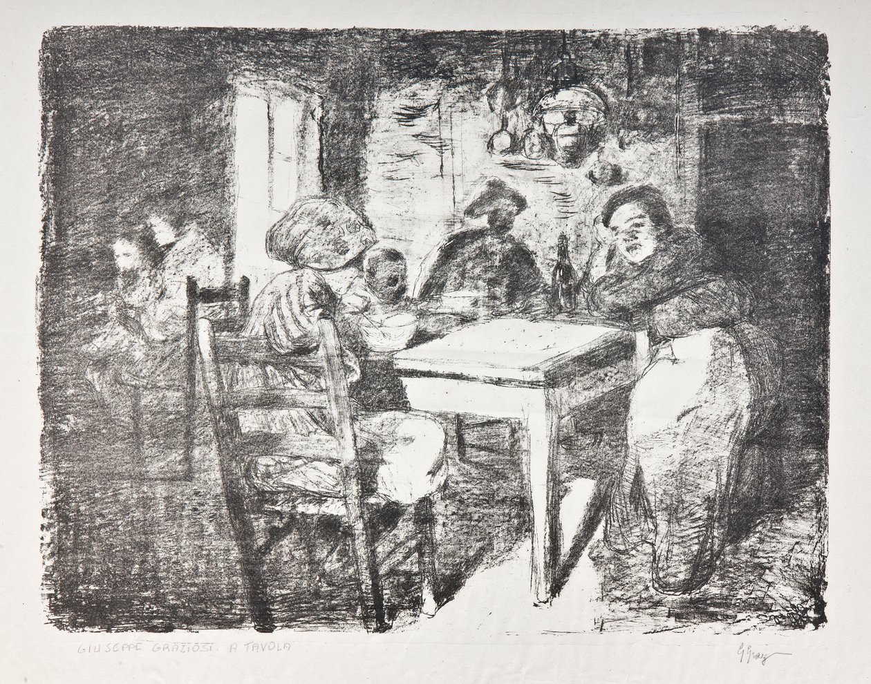 En la mesa, c.1907 (litografía) de Giuseppe Graziosi