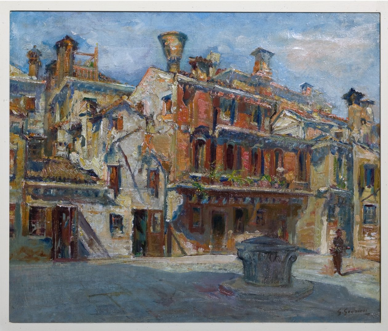 Plaza del teatro, Venecia (óleo sobre lienzo) de Giuseppe Graziosi