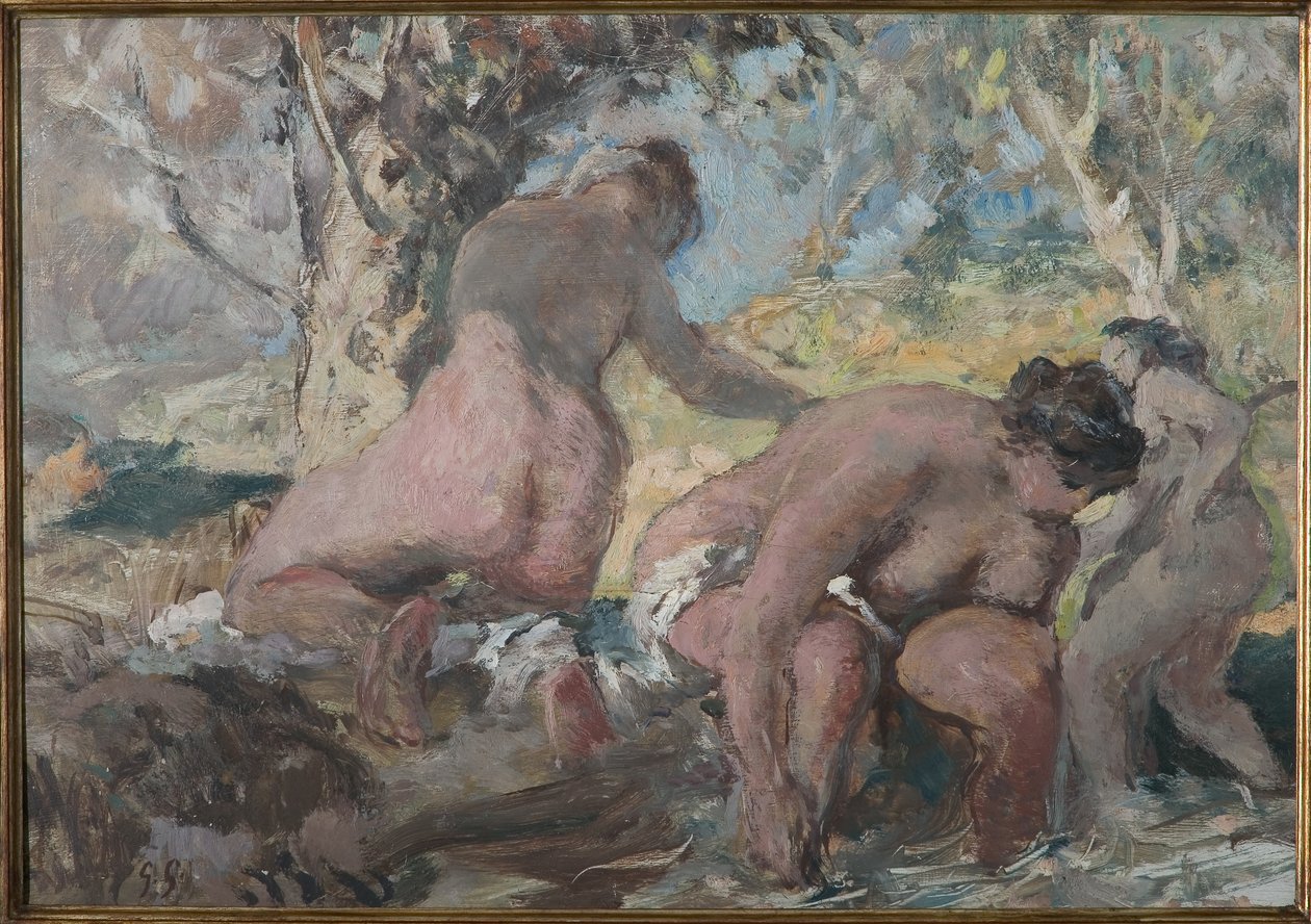 Los bañistas (óleo sobre madera contrachapada) de Giuseppe Graziosi