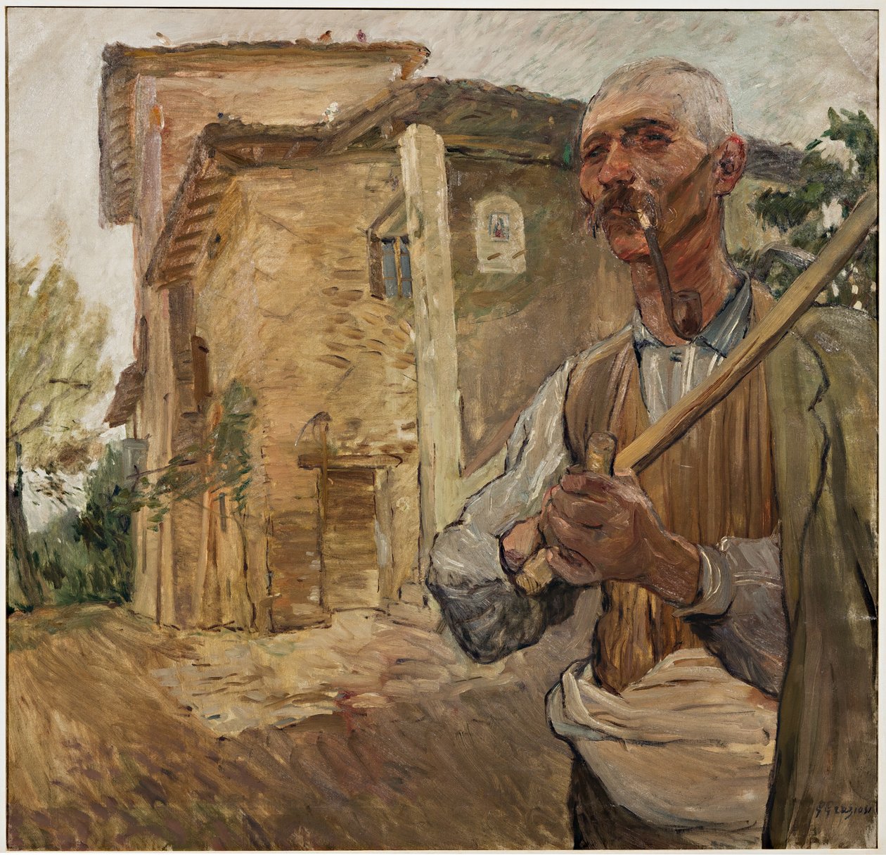 Uomo con la pipa (oil on canvas) de Giuseppe Graziosi