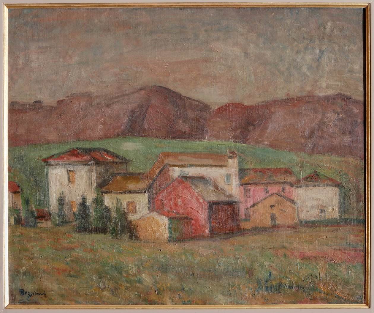 Aldea al pie de las montañas (óleo sobre lienzo) de Giuseppe Graziosi