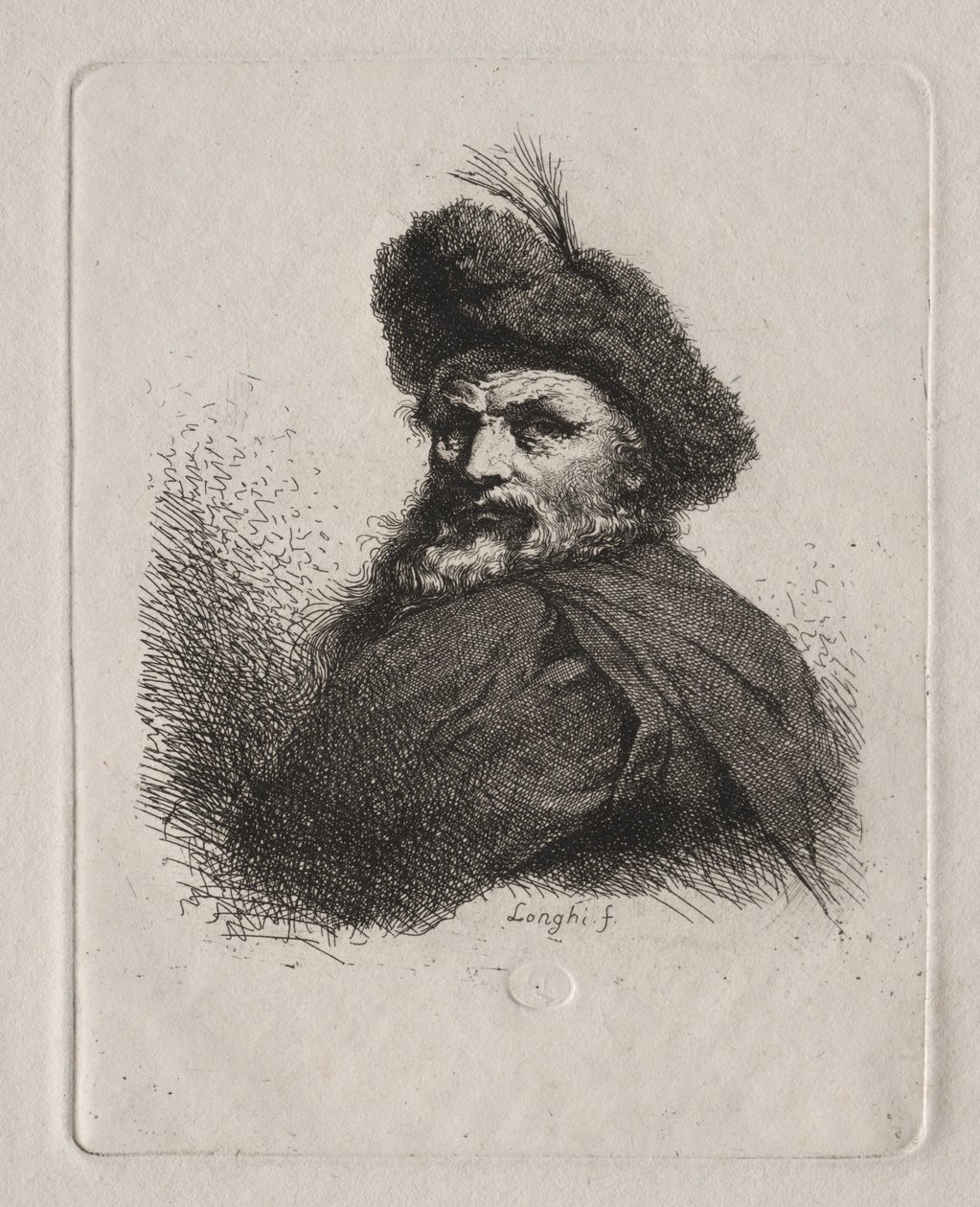 Busto de un hombre con gorro de piel de Giuseppe Longhi