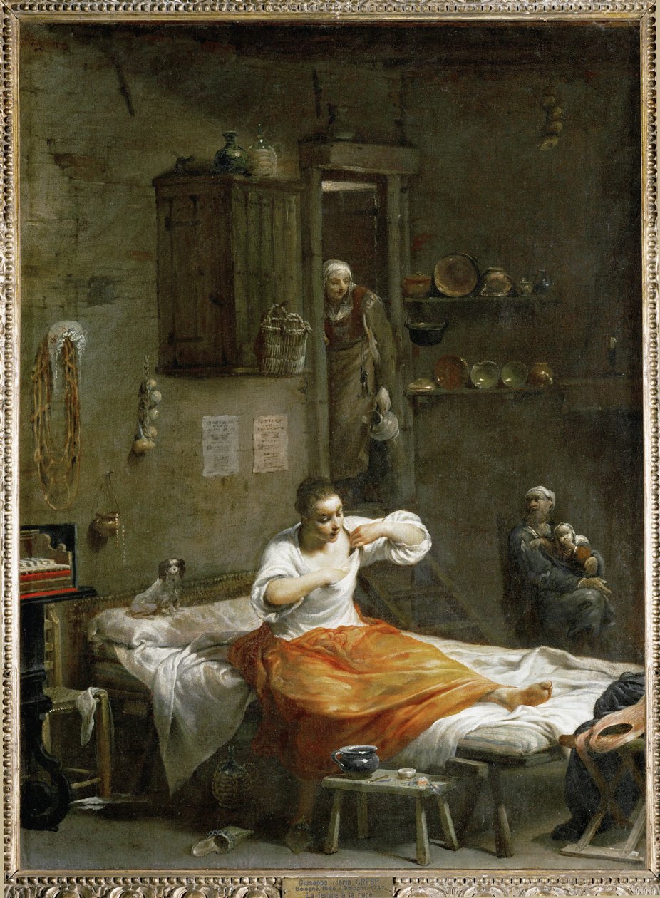 La femme a la puce - En busca de pulgas ... de Giuseppe Maria (1665 1747) Crespi
