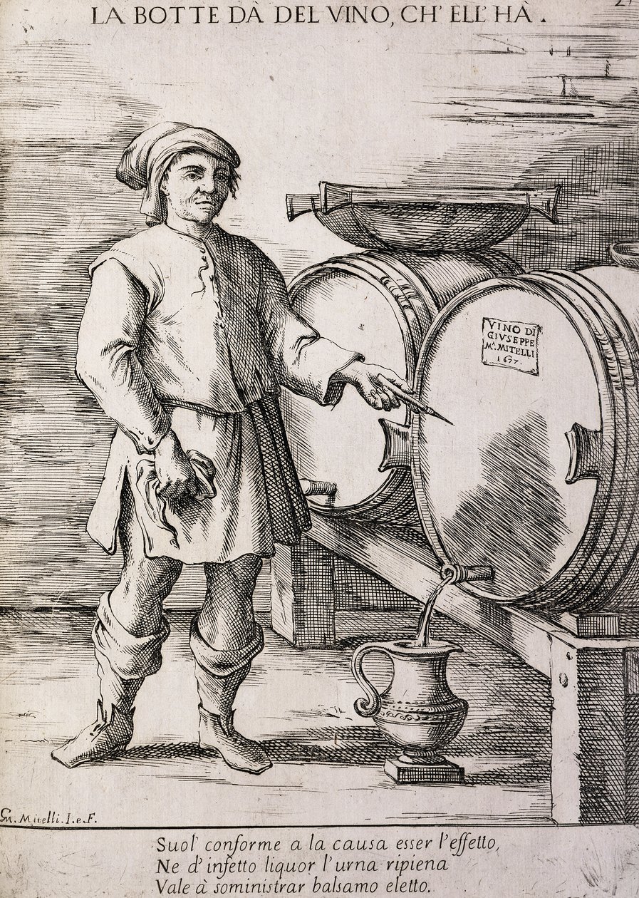 Barril dando vino que contiene, Proverbio de Giuseppe Maria Mitelli