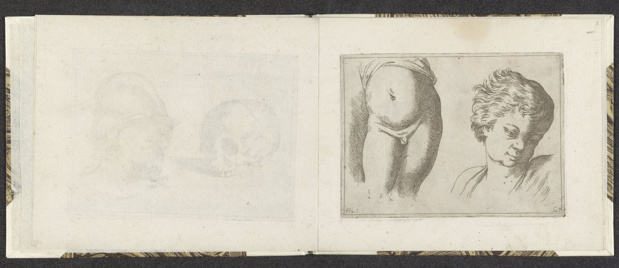 Cuerpo inferior desnudo y cabeza de un niño Ejemplos de dibujo (título de la serie) Mitelli intaglio (título de la serie) de Giuseppe Maria Mitelli