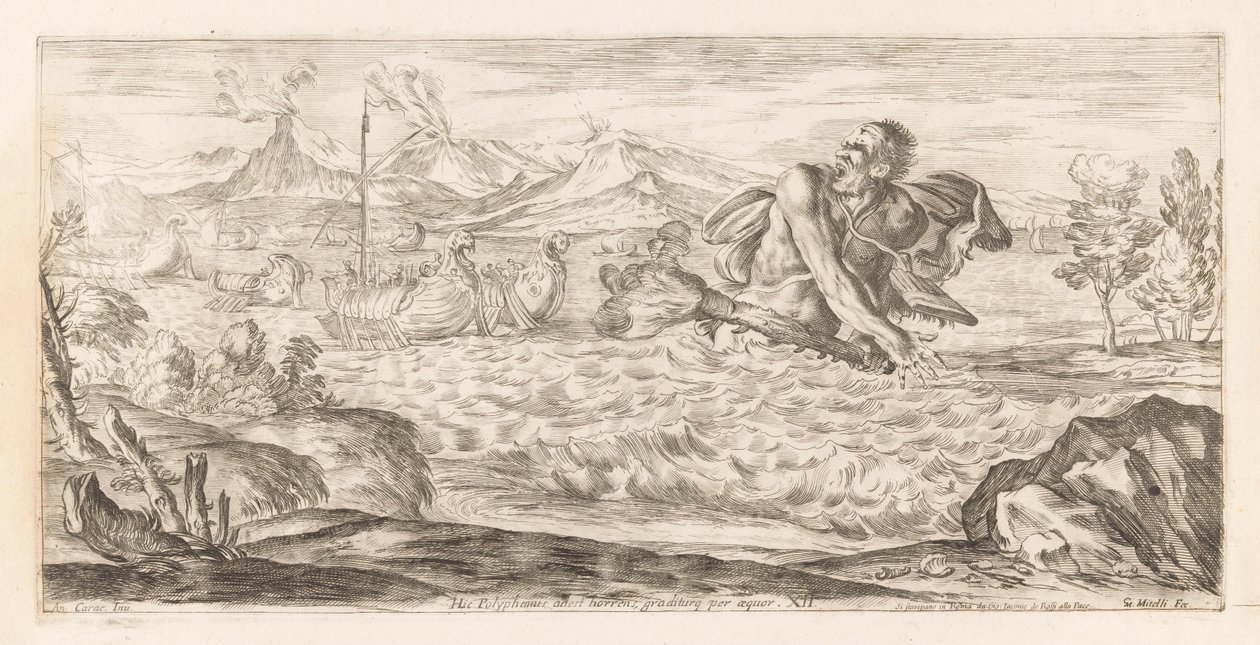 Polifemo persigue a la flota de Eneas
Hic Polyphemus adest horrens, graditurq per aequor (título en el objeto)
Tentaciones de Eneas (título de la serie)
L