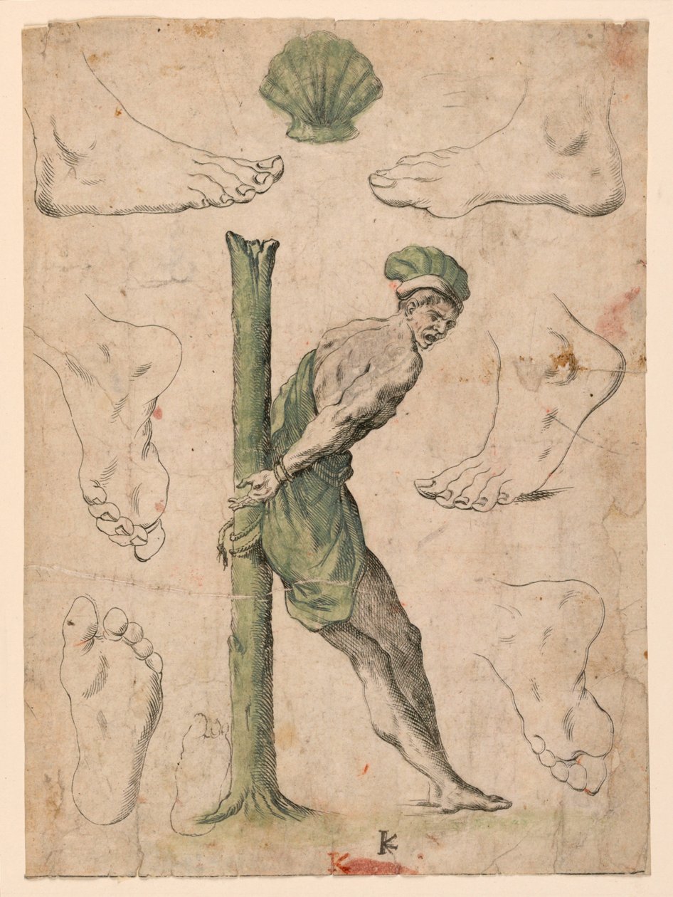 Pruebas de cuatro placas de "Alfabeto en sueño": Letra K de Giuseppe Maria Mitelli