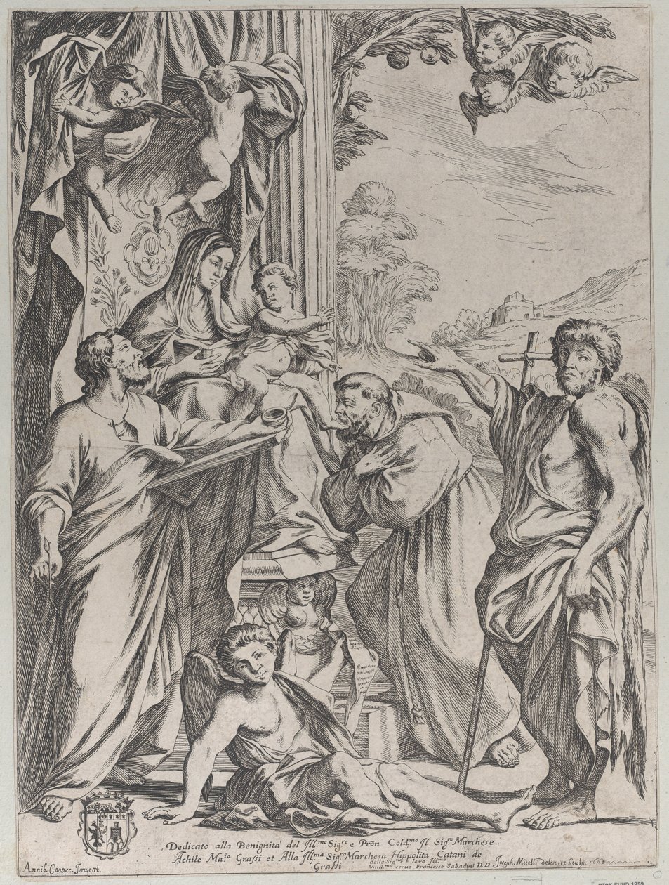 La Virgen entronizada con tres santos, 1668 de Giuseppe Maria Mitelli