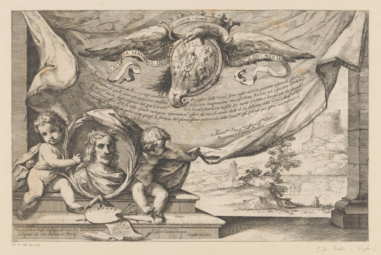 Oda al artista Guercino Diseño de paisaje por Guercino (título de la serie) de Giuseppe Maria Roli