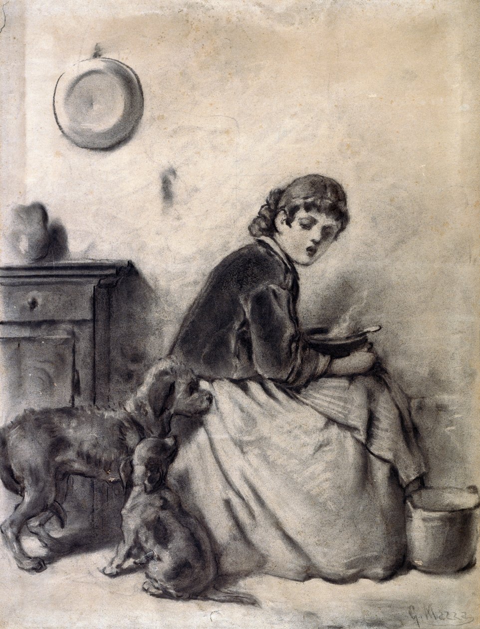 Mujer con perros de Giuseppe Mazza