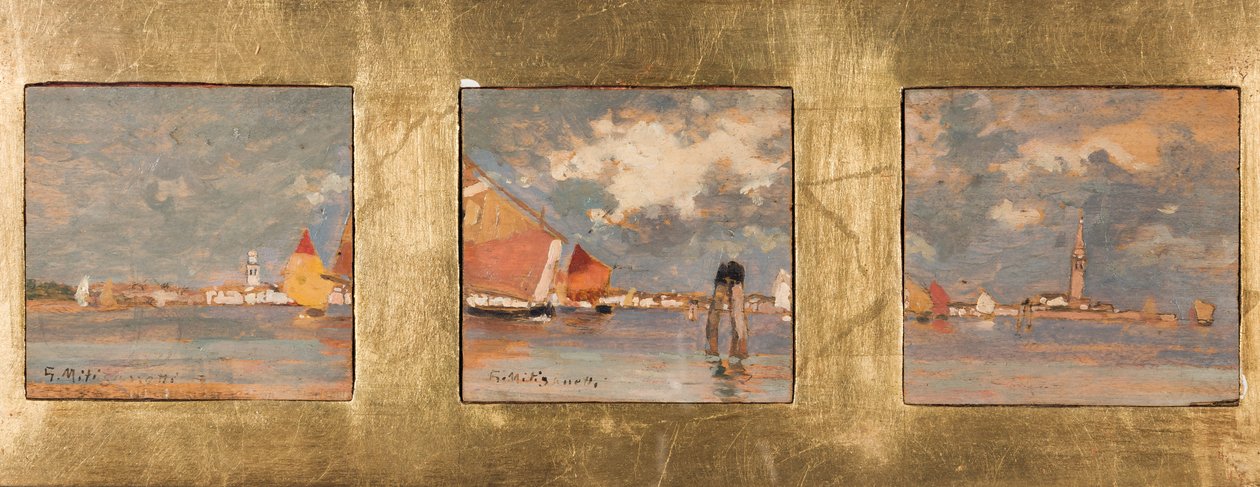 Tryptique con laguna (óleo sobre madera) de Giuseppe Miti Zanetti