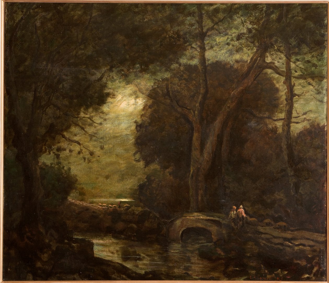 Val Gardena - Poesía de la tarde (óleo sobre lienzo) de Giuseppe Miti Zanetti