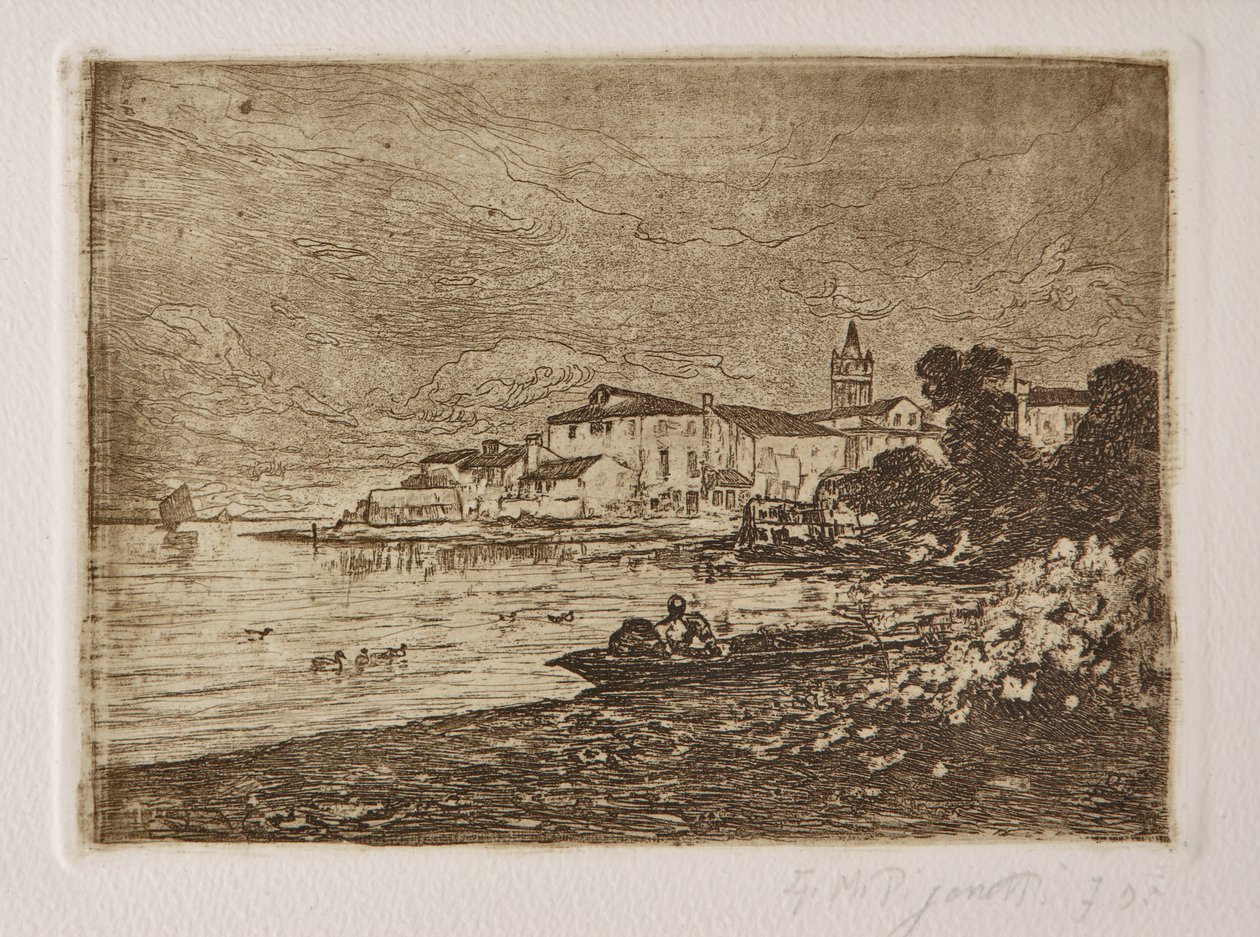 Laguna veneciana (aguafuerte y aguatinta sobre papel blanco) de Giuseppe Miti Zanetti