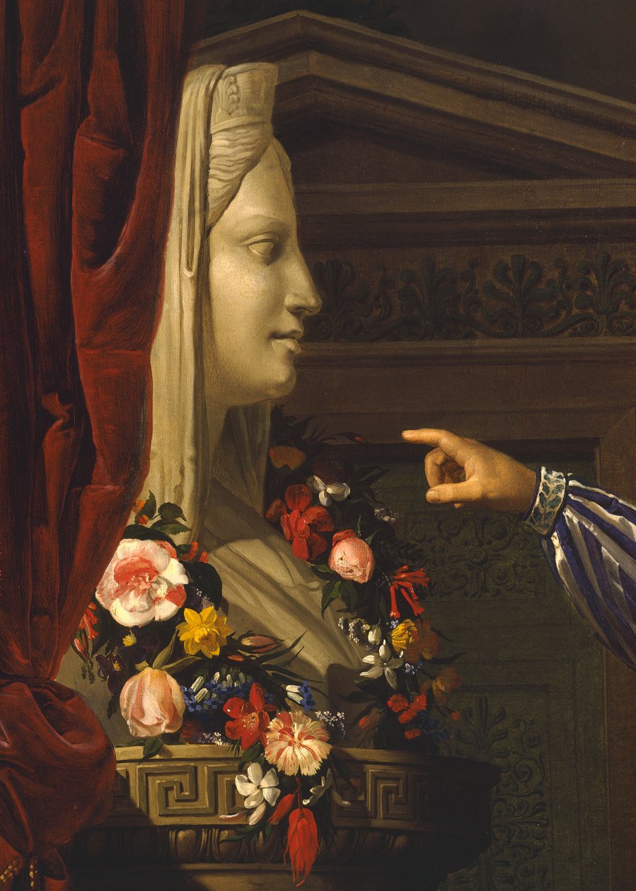 Anciano señalando el herma de María Luigia a su nieta de Giuseppe Molteni