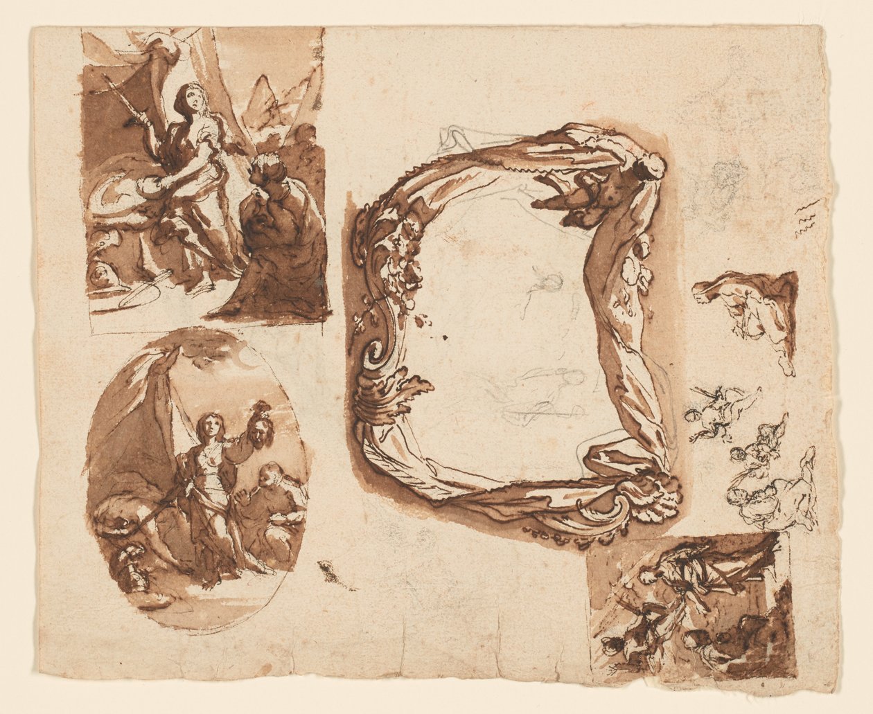 Judith y Holofernes y otros estudios (recto); Diana y Endimión (verso) de Giuseppe Nicola Nasini