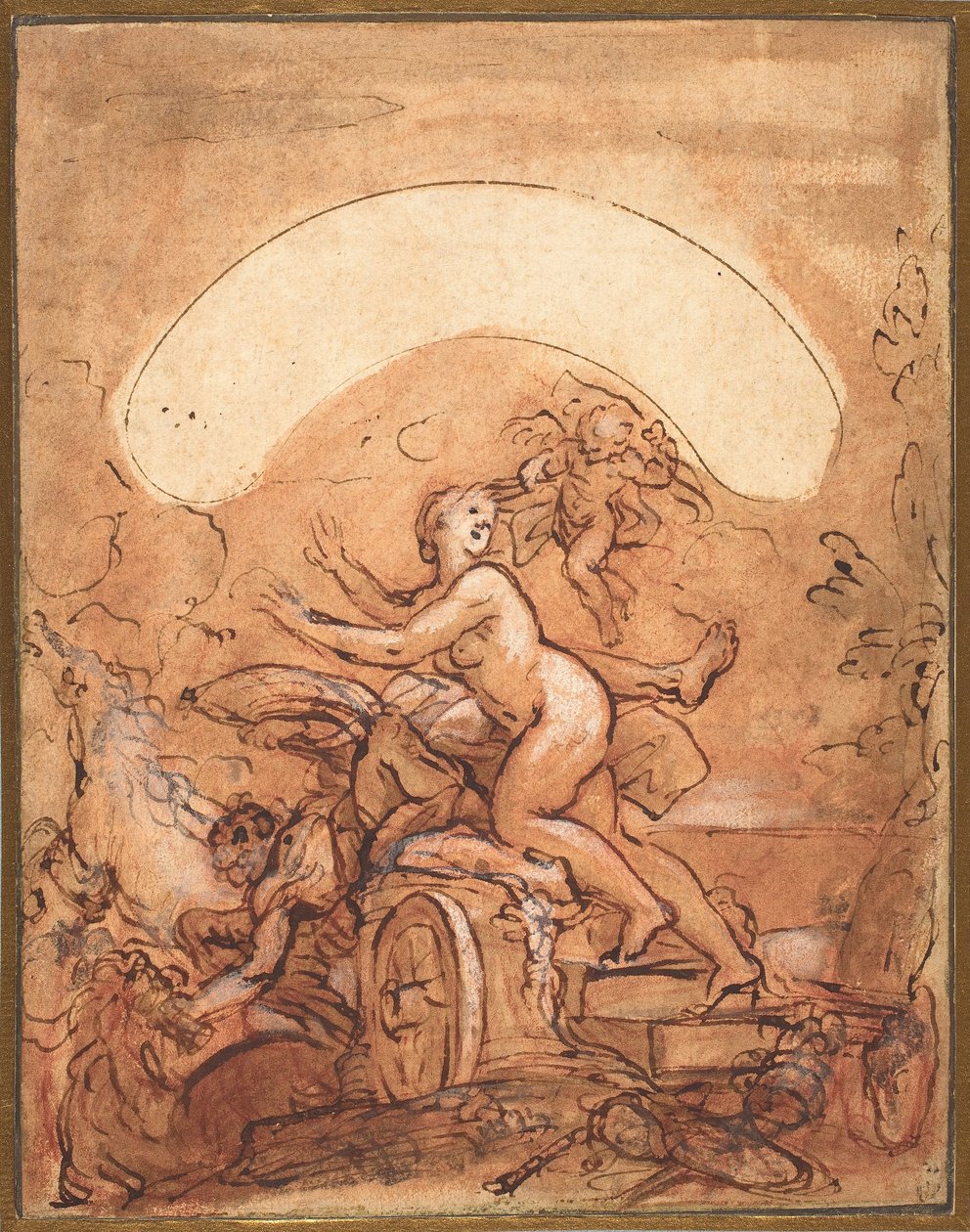 Cita de Aurora con el tiempo interrumpido, c.1700 (gouache sobre papel) de Giuseppe Passeri
