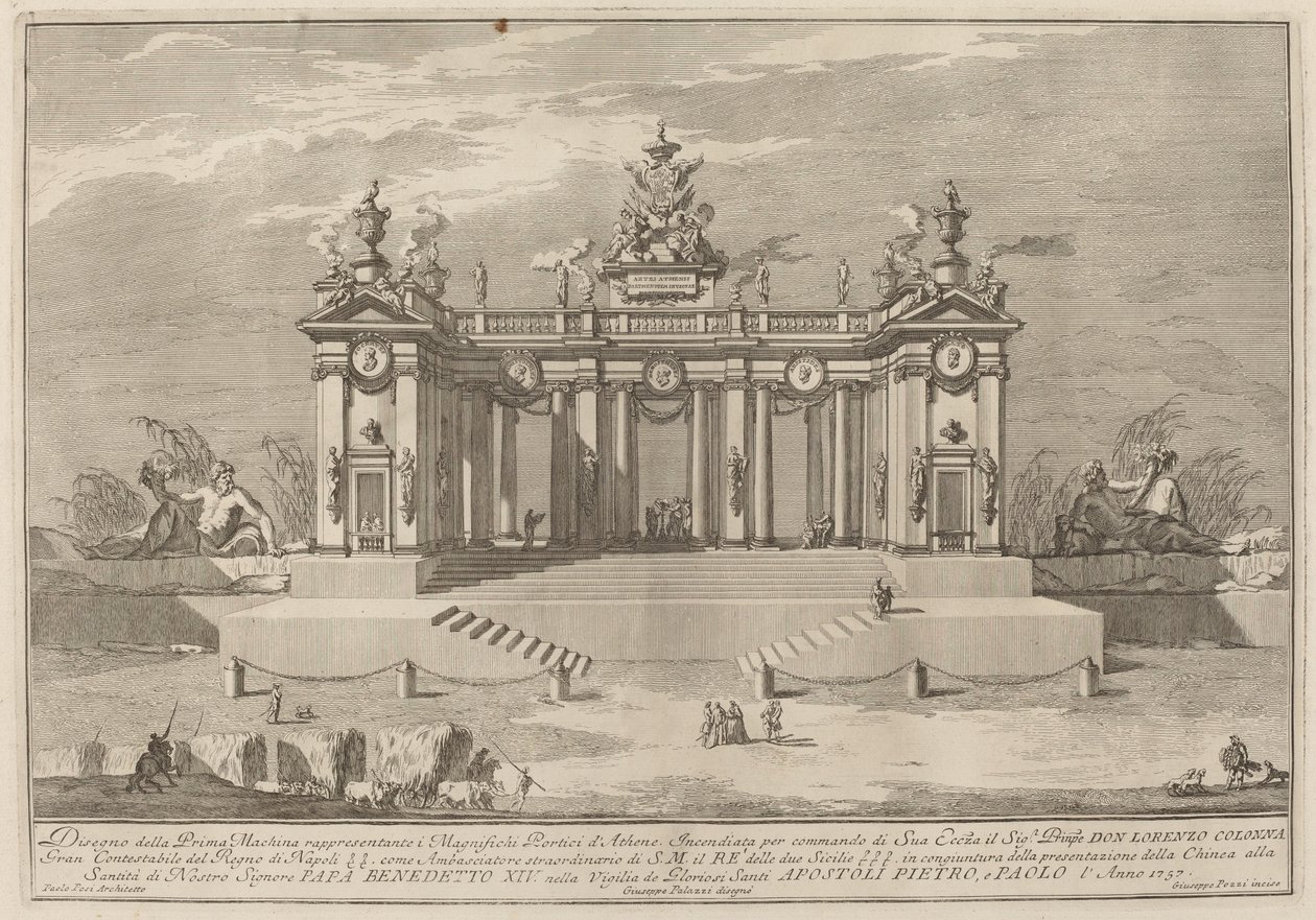 Las arcadas de la Escuela de Atenas, para el festival de la "Chinea" de Giuseppe Pozzi after Giuseppe Palazzi